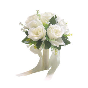 批发摆件花新娘丝绸白色婚礼花束仪式玫瑰花束 - Product Image 1