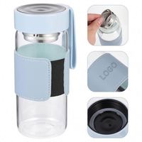 Vente en gros usine – Gobelet en verre borosilicate 480 ml (16 oz) avec logo personnalisé, manchon en cuir, compatible lave-vaisselle et micro-ondes, écologique