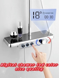 2021 nouveau Design douche intelligente avec couleur LED douche numérique mélangeur de pluie mélangeur de douche de couleur noir mat - Product Image 4