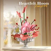 Jie Star X88055 Ensemble de blocs de construction Vase à fleurs Ornement artistique 826 pièces Kit de modèle d'ornement de plantes en pot Décoration intérieure Cadeau pour adultes
