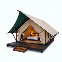 Tente de glamping à toit en pente sur mesure, toutes saisons, 3x3,7m, structure en acier, membrane en PVC, imperméable, résistante aux UV, coupe-vent, pour le camping