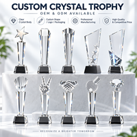 Trophée en cristal transparent personnalisable avec texte gravé pour les réalisations d'entreprise