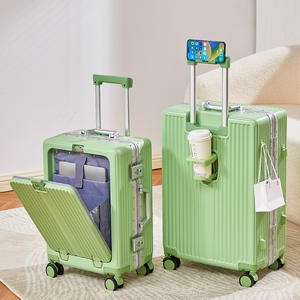 Maleta de mano con marco de aluminio de 20 pulgadas con cerradura, diseño de rayas, ruedas giratorias para viajes de ocio, verano 2024, unisex - Product Image 2