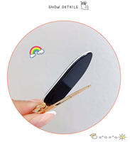 Pinces à Cheveux Anti-Plis QianJin Personnalisables avec LOGO, Barrette Plate Bec de Canard Sans Trace Blanches et Noires pour Maquillage, en Acétate et Sans Pliures