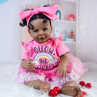 Poupée Bébé Reborn Africaine Noire 60cm pour Enfants, Poupée Nouveau-né Réaliste, Jouet Cadeau