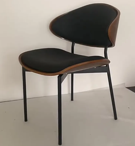 Chaise de salle à manger de restaurant en bois <span class=keywords><strong>patchwork</strong></span> nordique simple en tissu noyer pu - Product Image 3