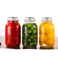 Pot de rangement contenant couvercle à vis, pot de stockage, maçon, en verre transparent, de 1000ml, 32oz, 1 l