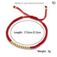 Bracelet en cordon rouge porte-bonheur et cordon noir, perles dorées, fait main, tissé, réglable, bracelets d'amitié pour couples, bijoux amulette