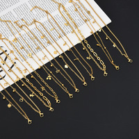 Bracelet double chaîne pour femme, plaqué or 18 carats, en acier inoxydable, avec pendentif papillon, bijoux inaltérables, idéal pour un cadeau