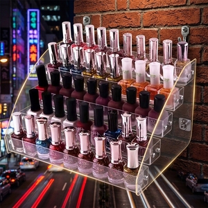 Rak <span class=keywords><strong>Display</strong></span> Akrilik Transparan Tinggi Modern dengan Lapisan Pernis, Dapat Disesuaikan, 4 Tingkat, untuk Lipstik, Parfum, Perhiasan, dan Cat Kuku - Product Image 4