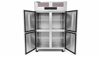Congélateur vertical commercial 880L à 4 portes en acier inoxydable à refroidissement direct pour cuisine de restaurant