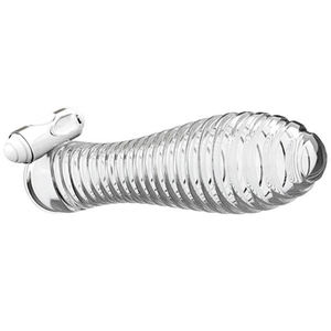 Extensión de pene vibrador de cristal transparente, condón de goma suave, Juguetes sexuales para hombres, masaje vaginal, anillos para pene - Product Image 5