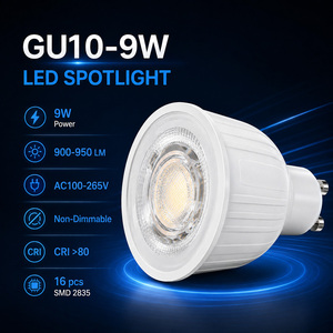 Ampoule LED GU10 SMD 7W AC85-265V, large plage de tension, 60 degrés, 900-950LM, RA80, aluminium recouvert de plastique, non dimmable, blanc chaud 3000K - Product Image 1