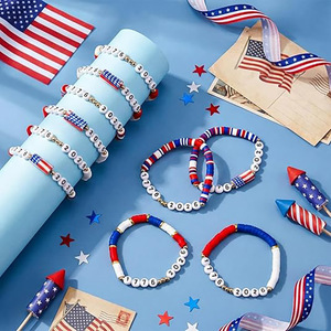 Nouveau Bracelet du 250e Anniversaire de l'Indépendance des États-Unis 2026, Bracelet Empilable Perlé Rouge Blanc Bleu Drapeau Américain, Cadeau Bijou Patriotique - Product Image 2
