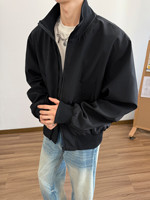 Blouson Bomber Homme Col Montant Entièrement Zippé Coupe Ample Décontracté Couleur Unie Léger pour Usage Quotidien