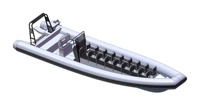 Bateau semi-rigide de luxe Haide CE 34 pieds Patrol DL1050, bateau Rush Wave, île flottante gonflable électrique, bateau-kart électrique