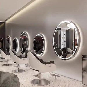 Silla de Salón Contemporánea con Altura Ajustable y Espejo LED de Pared para Uso Comercial en Peluquerías - Product Image 4