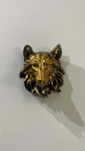Artigianato in resina White Coppery Little Wolf Head Statue Interior Home Wall Hanging Resin Model Animal Small Wolf Head Statue - Product Image 3