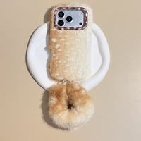 Coque de téléphone en peluche à motif cerf avec dragonne en peluche, style esthétique mignon pour iPhone 16 Pro 13 14 15 17 18 Pro Max PC