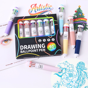 Stylo bille rétractable en plastique 0,8 mm, 10 couleurs, pour croquis et journalisation (vente en gros) - Product Image 1