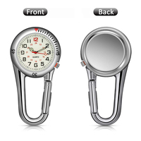 Jam Tangan Analog Quartz Mini Dial Angka Arab Modern Outdoor Custom dengan Klip Carabiner Unisex Kuat Bercahaya Hitam Perak Seng