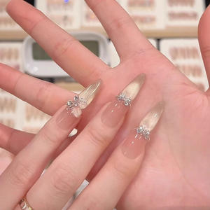 <span class=keywords><strong>Manucure</strong></span> œil de chat français tridimensionnelle faite à la main, nouveau design d'art des ongles, motif papillon pour le printemps et l'été pour les doigts - Product Image 3