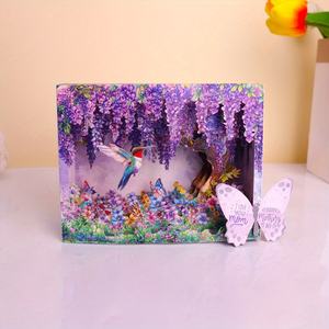 การ์ดอวยพร Wisteria แบบป๊อปอัพ3D เป็นมิตรกับสิ่งแวดล้อมการ์ดดีไซน์ดอกไม้แฟนซีสำหรับตกแต่งบ้านวันเกิดงานแต่งงานวันแม่ - Product Image 3