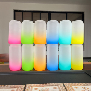 مستودع الولايات المتحدة الأمريكية 16oz 17oz 12oz 20oz 25oz اللون تغيير الباردة التسامي الزجاج يمكن البيرة يمكن ميسون جرة مع غطاء من البامبو و القش - Product Image 3