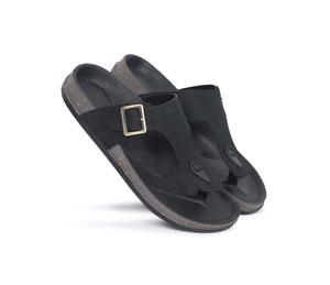 Men’s Black Double Strap <b>Sandals</b>, Adjustable Buckle Slide Slippers, Open Toe Casual Footwear with Comfortable EVA Sole - Product Image 1
