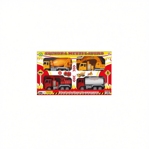 Squadra Mezzi Lavoro Véhicules d'urgence en plastique à l'échelle 1:25 : Camion de pompiers et ensemble de construction avec fonction de recul à friction pour enfants - Product Image 2