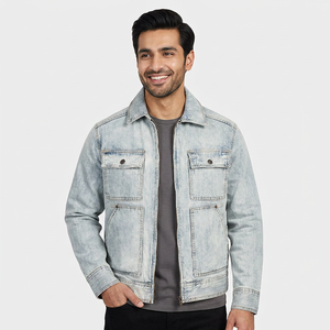 Men's <b>Denim</b> <b>Jackets</b> for Side Pockets <b>Custom</b> Logo Fashionable Streetwear High Quality <b>Denim</b> <b>Jacket</b> - Product Image 1