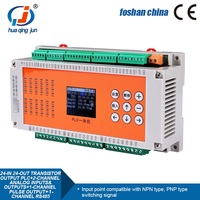 Huaqingjun 24DI 24DO Salidas de transistores PLC RS485 2 Entradas analógicas Salidas 0-10V 0-20mA Salida de pulso Modbus RTU PLC para sensores