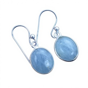 Minimalist 925 <b>Silver</b> <b>Drop</b> <b>Earrings</b> With Chalcedony Bezel Setting Women's Everyday Wear Jewelry - Product Image 1
