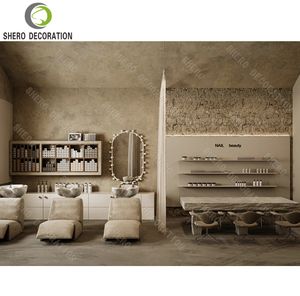 Diseño de decoración de lujo para salón de belleza, mesa de manicura personalizada, estación de espejo para barbería, muebles para salón de belleza. - Product Image 1