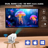 Projecteur F06 1080P HD, 250 lumens ANSI, courte focale 1,25:1 avec Android TV, Bluetooth, pour chambre à coucher, jeux et cinéma en plein air |   Mise à niveau