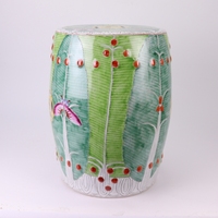Tabouret de tambour antique peint à la main en porcelaine chinoise motif chou Tabouret en céramique Tabouret de jardin Bok Choy