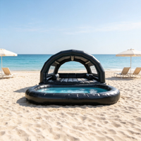 Canapé gonflable personnalisé GOLDEN ART en tissu Oxford pour piscine, avec auvent de protection, grande cabane lounge 4x4m pour se détendre dans l'eau