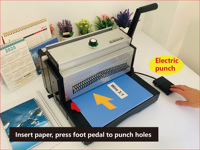 Perforelieuse Électrique de Bureau ET8707 A3 B4 F4 3:1 Professionnelle pour Reliure Spirale Métallique Efficace et Équipement de Reliure de Documents