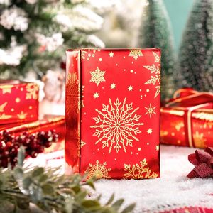 Burymento Christmas <b>Wrapping</b> <b>Paper</b> Red Snowflake 17 In X 32.8 Ft Gift Craft Recyclable Single Side Coating - Product Image 5