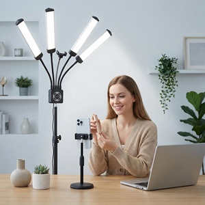 Lámpara LED de Cuatro Brazos Atenuable para Extensiones de Pestañas, Lámpara Profesional para Salón de Belleza, para Cejas, Uñas, Tatuajes, con Soporte - Product Image 1