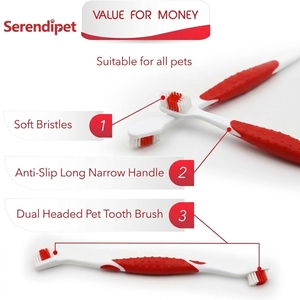 Brosses à <span class=keywords><strong>dents</strong></span> pour chiens, brosse à double tête avec poils doux, poignée antidérapante, adaptées aux chiens et chats de grande et moyenne taille, nettoyage dentaire des animaux de compagnie - Product Image 3