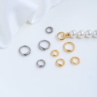 Anneau de connexion en métal artisanal en acier titane et or 14 carats à double trou, forme nez de cochon, pour dissimuler les cordons, pour bracelets et colliers DIY