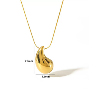 Juego <span class=keywords><strong>de</strong></span> joyas <span class=keywords><strong>de</strong></span> acero inoxidable chapado en oro <span class=keywords><strong>de</strong></span> 18 quilates MW: <span class=keywords><strong>collar</strong></span> con colgante grueso <span class=keywords><strong>de</strong></span> estilo minimalista a la moda y pendientes <span class=keywords><strong>de</strong></span> gota <span class=keywords><strong>de</strong></span> agua - Product Image 5