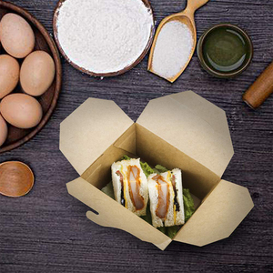 One Carton 500 Pcs Disposable Biodegradable Luxury Brown Kraft <strong>Lunch</strong> Paper Food <strong>Packing</strong> <strong>Boxes</strong> - Product Image 4