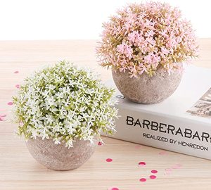 Chậu Cây Nhân Tạo, 4 Chậu Hoa Và Cỏ Giả Nhỏ Trong Chậu Tròn, Cây Xanh Nhựa Giả Nhỏ Để Trang Trí Nhà Cửa & Văn Phòng - Product Image 2