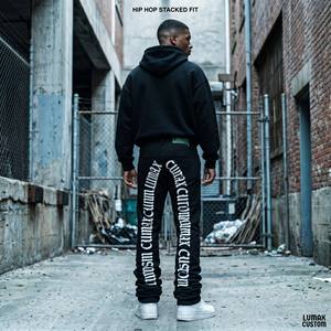 <span class=keywords><strong>Pantaloni</strong></span> della <span class=keywords><strong>tuta</strong></span> da uomo <span class=keywords><strong>in</strong></span> cotone pesante personalizzati, a doppia vita, lavaggio acido, modello stacked, oversize a gamba larga - Product Image 2