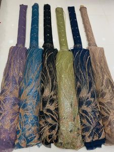 Tissu en filet de perles fantaisie de luxe, collection de designers 2025, travail manuel de qualité supérieure, matériau orné pour robes de mariée et robes - Product Image 3