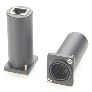 Adaptador de Montaje en Panel XLR de 5 Pines <span class=keywords><strong>Macho</strong></span> a RJ45 Serie D, Adaptador Ethernet DMX de 5 Pines XLR a RJ45 Cat5e para Control de Iluminación DMX512 - Product Image 1