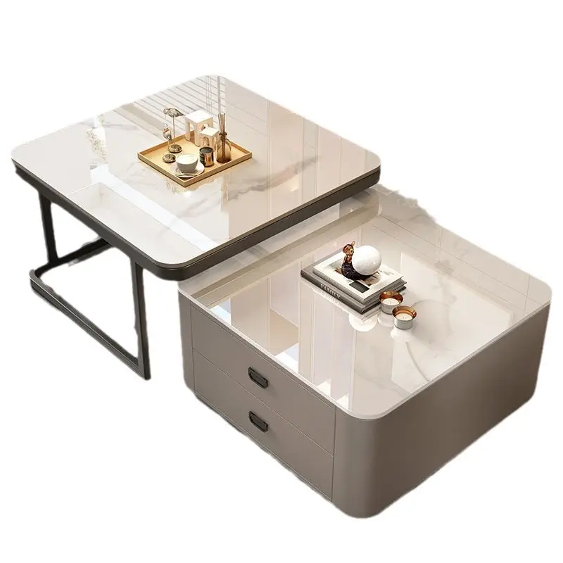 Rock panel coffee table living room home simple modern new small apartment light luxury marble glass square coffee table