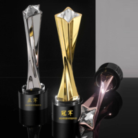 Trophée en métal cristallin personnalisable, récompense créative pour les employés excellents et les équipes, trophée or, argent, cuivre